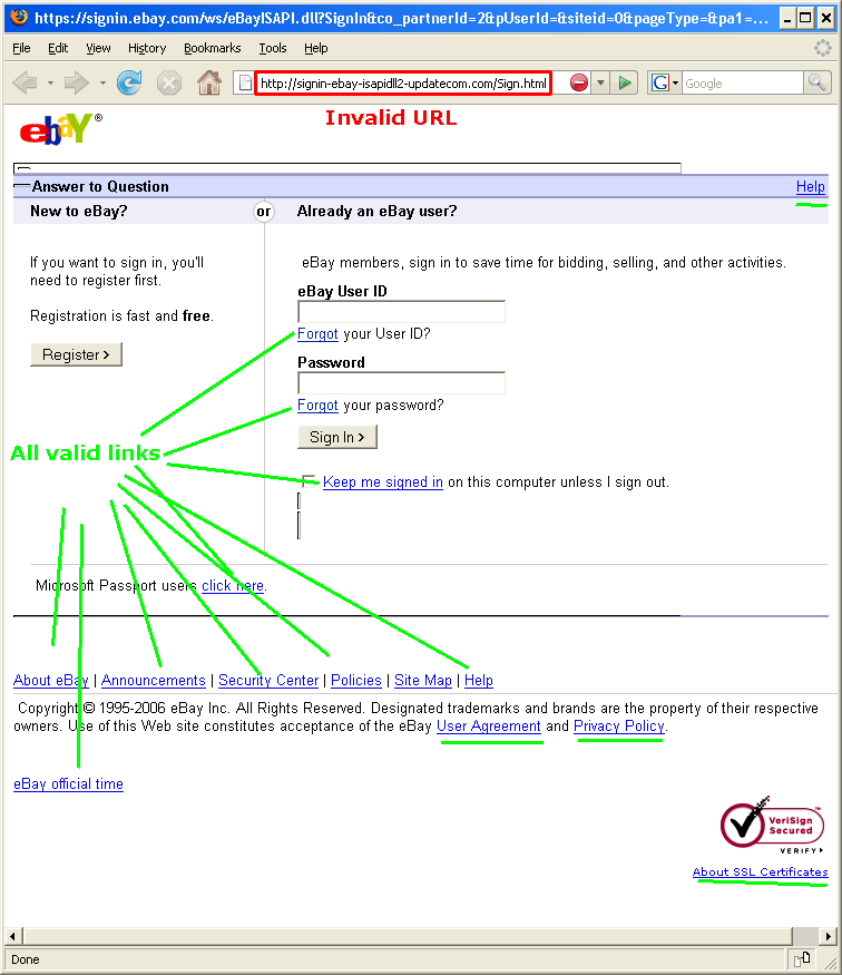Ebay Fake Login Page Annotated